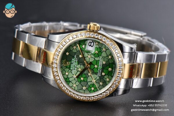 DateJust 31MM 904L YG GMF Diamond Bezel Green Flowers Dial Oyster Bracelet A2824 - Image 14