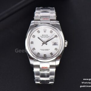 DateJust 36mm SS GMF glatte Lünette weißes Zifferblatt Diamant-Indizes Oyster-Armband VR3235