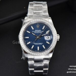 DateJust 36mm Diamond BPF blaues gemustertes Zifferblatt Oyster-Armband A2824