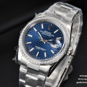 DateJust 36MM Diamond BPF Blue Motif Dial Oyster Bracelet A2824