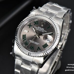 DateJust 36mm BPF Wimbledon Gray Dial Green Roma Marker Oyster Bracelet A2824
