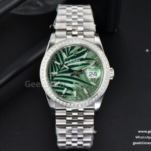 DateJust 36mm BPF grünes Palm-Zifferblatt mit Diamanten Jubilee-Armband A2824