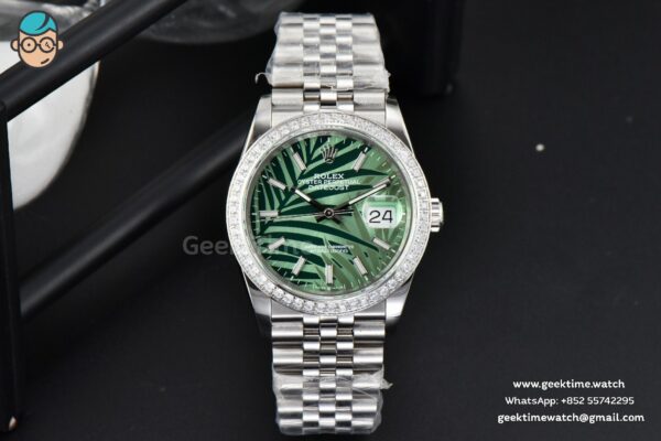 DateJust 36mm BPF Diamond Green Plam Dial Jubilee Bracelet A2824 - Image 2