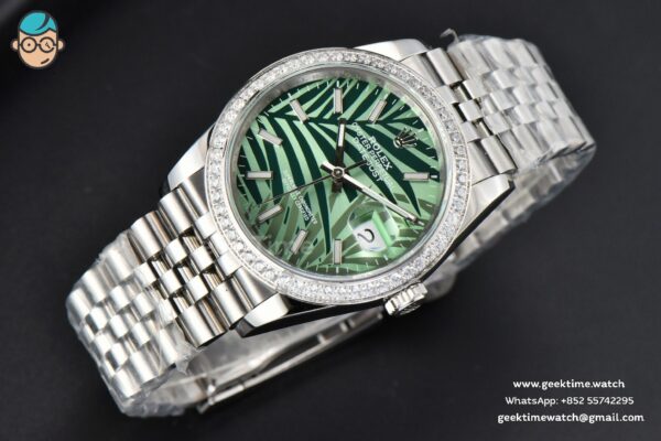 DateJust 36mm BPF Diamond Green Plam Dial Jubilee Bracelet A2824 - Image 12