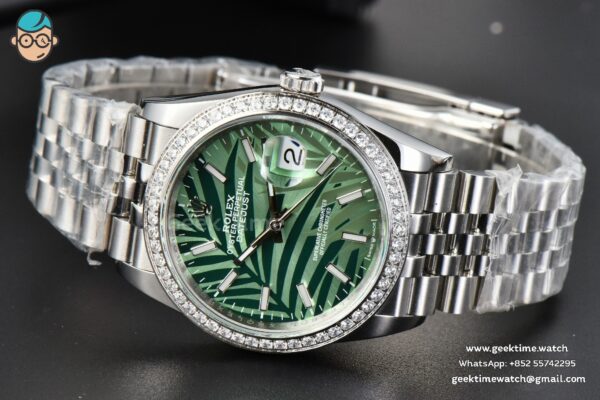 DateJust 36mm BPF Diamond Green Plam Dial Jubilee Bracelet A2824 - Image 13