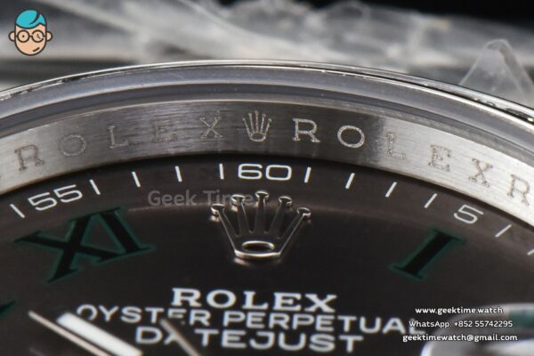 DateJust 36mm BPF Diamond Wimbledon Gray Dial Green Roma Marker Jubilee Bracelet A2824 - Image 10