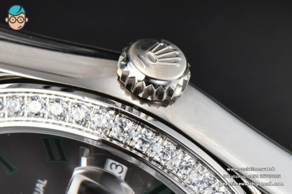 DateJust 36mm BPF Diamond Wimbledon Gray Dial Green Roma Marker Jubilee Bracelet A2824 - Image 14
