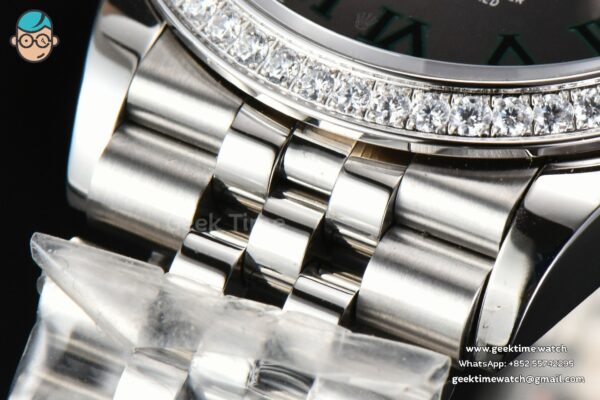 DateJust 36mm BPF Diamond Wimbledon Gray Dial Green Roma Marker Jubilee Bracelet A2824 - Image 15