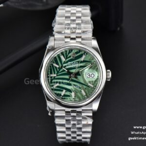 DateJust 36mm BPF glatte Lünette grünes Palm-Zifferblatt Jubilee-Armband A2824