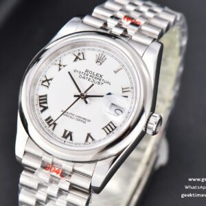 DateJust 36mm SS GMF Smooth Bezel White Dial Roma Marker Jubilee Bracelet VR3235