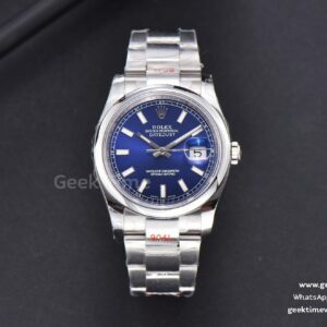 DateJust 36mm SS GMF glatte Lünette blaues Zifferblatt Leuchtindizes Oyster-Armband VR3235