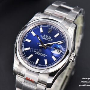 DateJust 36mm SS GMF Smooth Bezel Blue Dial Lume Marker Oyster Bracelet VR3235