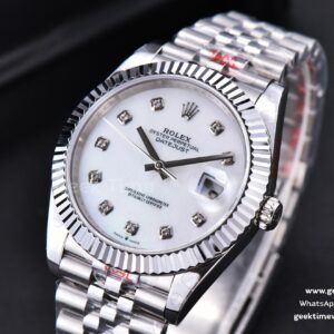 Datejust 41mm SS GMF White Dial Diamond Marker Fluted Bezel Jubille Bracelet VR3235