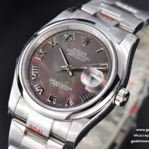 DateJust 36mm SS GMF Smooth Bezel Gray MOP Dial Roma Marker Oyster Bracelet VR3235
