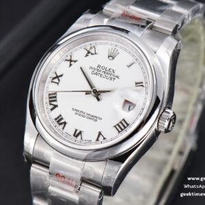 DateJust 36mm SS GMF Smooth Bezel White Dial Roma Marker Oyster Bracelet VR3235