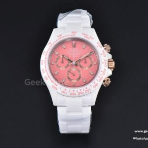 Daytona 40mm AETF (ZF) White Ceramic Pink Dial Ceramic Bracelet 4130 Movement