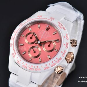 Daytona 40mm AETF (ZF) White Ceramic Pink Dial Ceramic Bracelet 4130 Movement