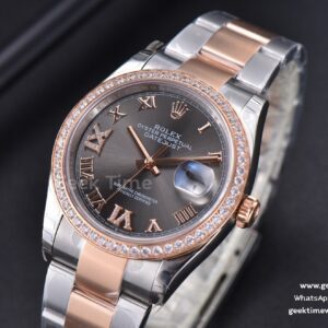 DateJust 36mm SS/RG EWF Black Dial Roma Marker Diamond Roma Bezel Oyster Bracelet A3235