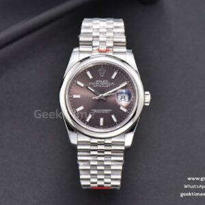 DateJust 36mm SS GMF glatte Lünette graues Zifferblatt Stabindizes Jubilee-Armband VR3235
