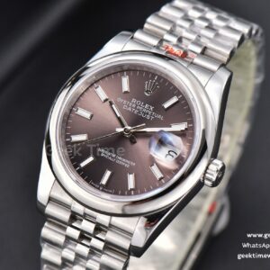DateJust 36mm SS GMF Smooth Bezel Gray Dial Stick Marker Jubilee Bracelet VR3235
