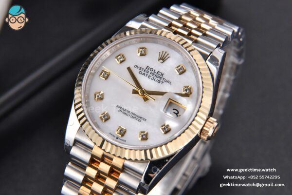 DateJust 36MM 904L YG/SS GMF Fluted Bezel White MOP Dial Diamond Marker Jubilee Bracelet VR3235