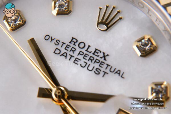 DateJust 36MM 904L YG/SS GMF Fluted Bezel White MOP Dial Diamond Marker Jubilee Bracelet VR3235 - Image 4