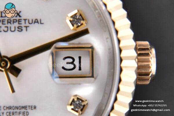 DateJust 36MM 904L YG/SS GMF Fluted Bezel White MOP Dial Diamond Marker Jubilee Bracelet VR3235 - Image 8
