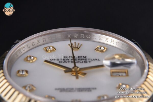DateJust 36MM 904L YG/SS GMF Fluted Bezel White MOP Dial Diamond Marker Jubilee Bracelet VR3235 - Image 10