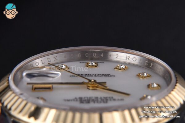DateJust 36MM 904L YG/SS GMF Fluted Bezel White MOP Dial Diamond Marker Jubilee Bracelet VR3235 - Image 11