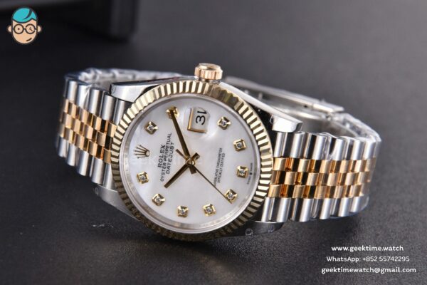 DateJust 36MM 904L YG/SS GMF Fluted Bezel White MOP Dial Diamond Marker Jubilee Bracelet VR3235 - Image 13
