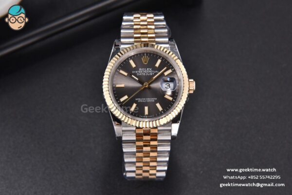 DateJust 36MM 904L YG/SS GMF Fluted Bezel Black Dial Lume Marker Jubilee Bracelet VR3235 - Image 2