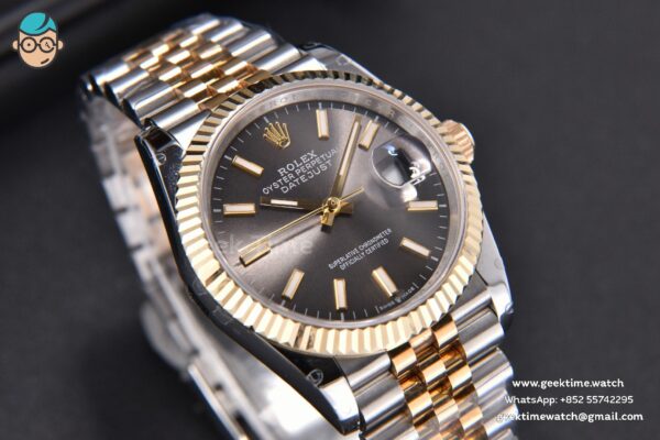 DateJust 36MM 904L YG/SS GMF Fluted Bezel Black Dial Lume Marker Jubilee Bracelet VR3235 - Image 9