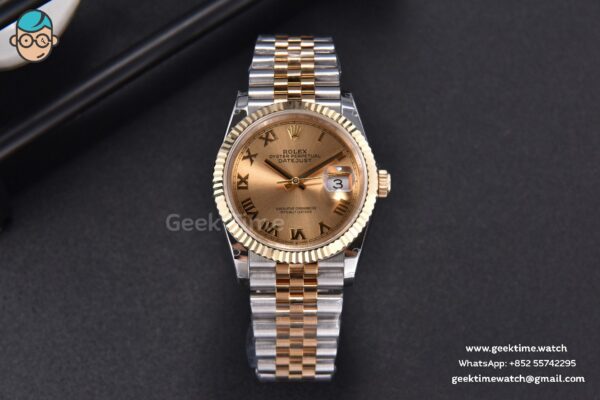 DateJust 36MM 904L YG/SS GMF Fluted Bezel YG Dial Roma Marker Jubilee Bracelet VR3235 - Image 2