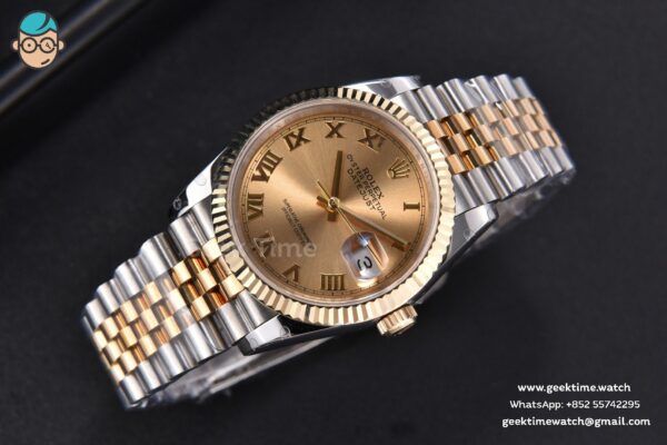 DateJust 36MM 904L YG/SS GMF Fluted Bezel YG Dial Roma Marker Jubilee Bracelet VR3235 - Image 3
