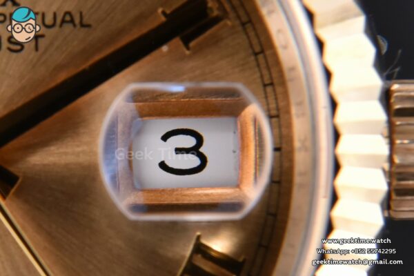 DateJust 36MM 904L YG/SS GMF Fluted Bezel YG Dial Roma Marker Jubilee Bracelet VR3235 - Image 8