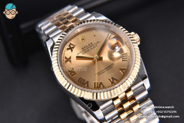 DateJust 36MM 904L YG/SS GMF Fluted Bezel YG Dial Roma Marker Jubilee Bracelet VR3235 - Image 9