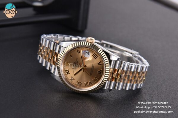 DateJust 36MM 904L YG/SS GMF Fluted Bezel YG Dial Roma Marker Jubilee Bracelet VR3235 - Image 15