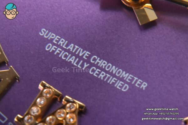 DateJust 36MM 904L YG/SS GMF Fluted Bezel Purple Dial Roma Marker Jubilee Bracelet VR3285 - Image 7
