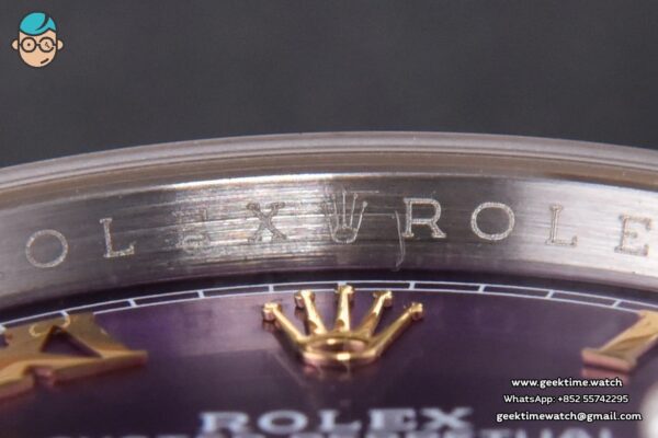 DateJust 36MM 904L YG/SS GMF Fluted Bezel Purple Dial Roma Marker Jubilee Bracelet VR3285 - Image 11