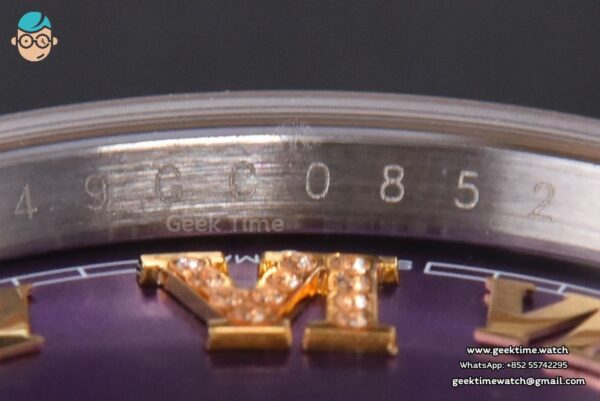 DateJust 36MM 904L YG/SS GMF Fluted Bezel Purple Dial Roma Marker Jubilee Bracelet VR3285 - Image 12