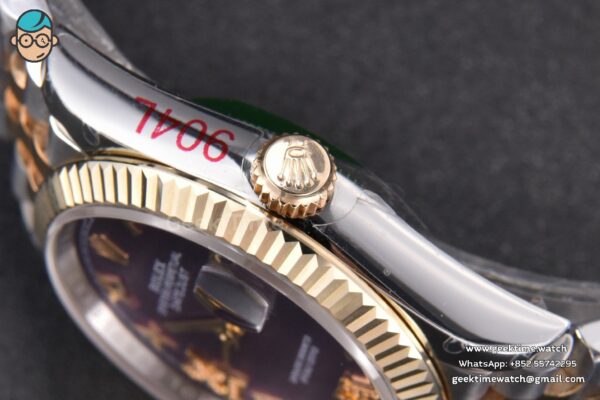 DateJust 36MM 904L YG/SS GMF Fluted Bezel Purple Dial Roma Marker Jubilee Bracelet VR3285 - Image 14