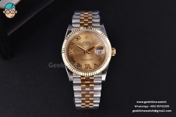 DateJust 36MM 904L YG/SS GMF Fluted Bezel YG Dial Diamond Roma Marker Jubilee Bracelet VR3235 - Image 2