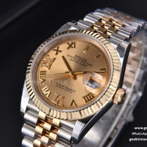 DateJust 36MM 904L YG/SS GMF Fluted Bezel YG Dial Diamond Roma Marker Jubilee Bracelet VR3235