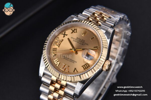 DateJust 36MM 904L YG/SS GMF Fluted Bezel YG Dial Diamond Roma Marker Jubilee Bracelet VR3235