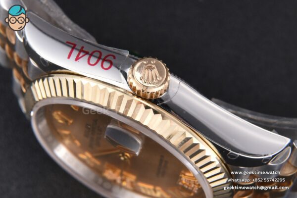 DateJust 36MM 904L YG/SS GMF Fluted Bezel YG Dial Diamond Roma Marker Jubilee Bracelet VR3235 - Image 14
