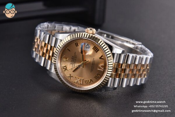 DateJust 36MM 904L YG/SS GMF Fluted Bezel YG Dial Diamond Roma Marker Jubilee Bracelet VR3235 - Image 15