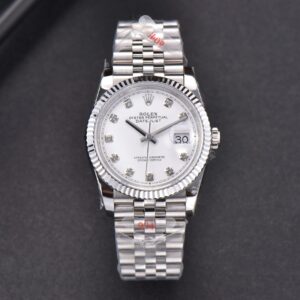 DateJust 36mm SS GMF weißes Zifferblatt Diamant-Indizes Jubilee-Armband VR3235