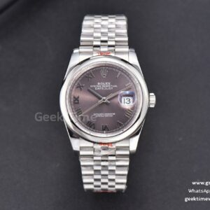 DateJust 36mm SS GMF glatte Lünette graues Zifferblatt Roma-Indizes Jubilee-Armband VR3235