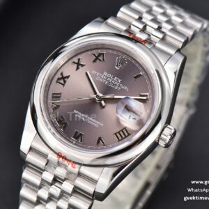 DateJust 36mm SS GMF Smooth Bezel Gray Dial Roma Marker Jubilee Bracelet VR3235