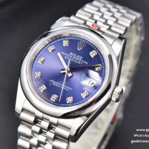 DateJust 36mm SS GMF Smooth Bezel Blue Dial Diamond Roma Marker Jubilee Bracelet VR3235